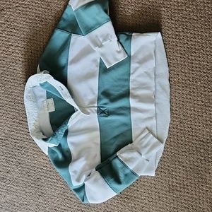 Abercrombie & Fitch Rugby Polo Crop Stripe Sweatshirt Varsity Preppy Style